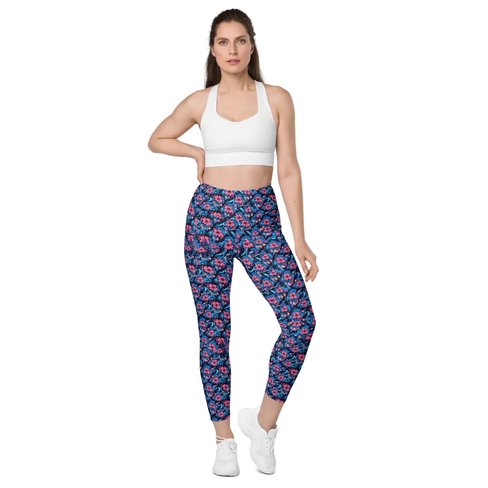 Neon Nightgarden on Leggings with Pockets — Front