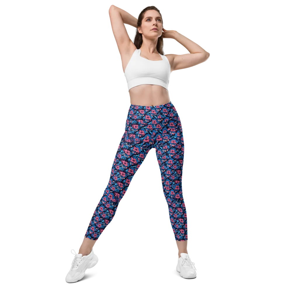 Neon Nightgarden on Leggings with Pockets — Front