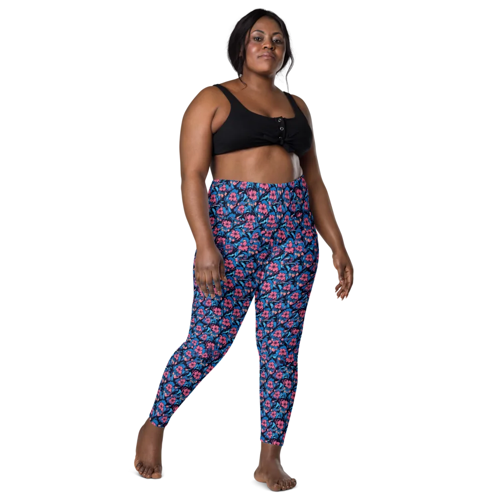 Neon Nightgarden on Leggings with Pockets — Front