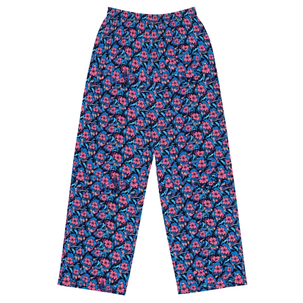 Neon Nightgarden on Wide-Leg Pants — Front
