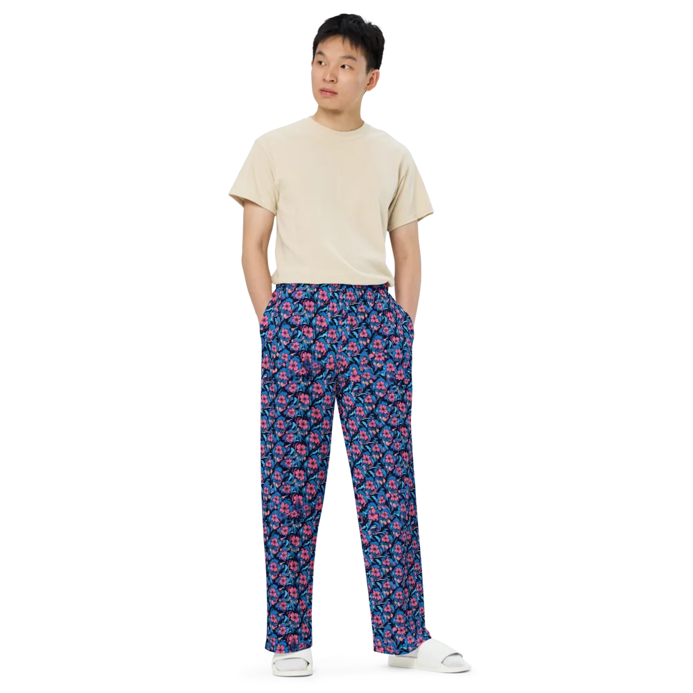 Neon Nightgarden on Wide-Leg Pants — Front