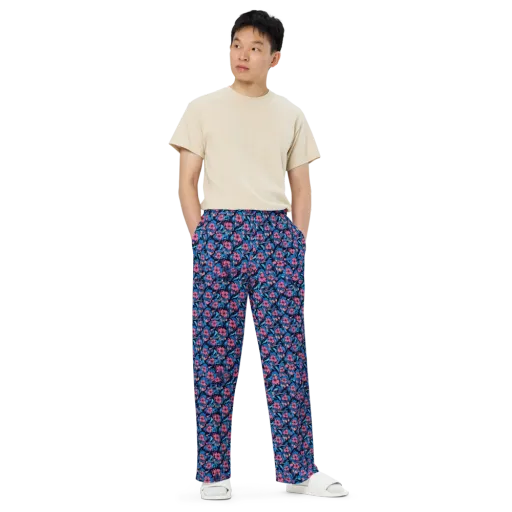 Neon Nightgarden on a Wide-Leg Pants