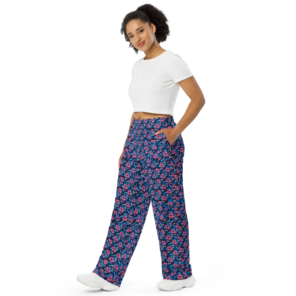 Neon Nightgarden on Wide-Leg Pants — Left Front