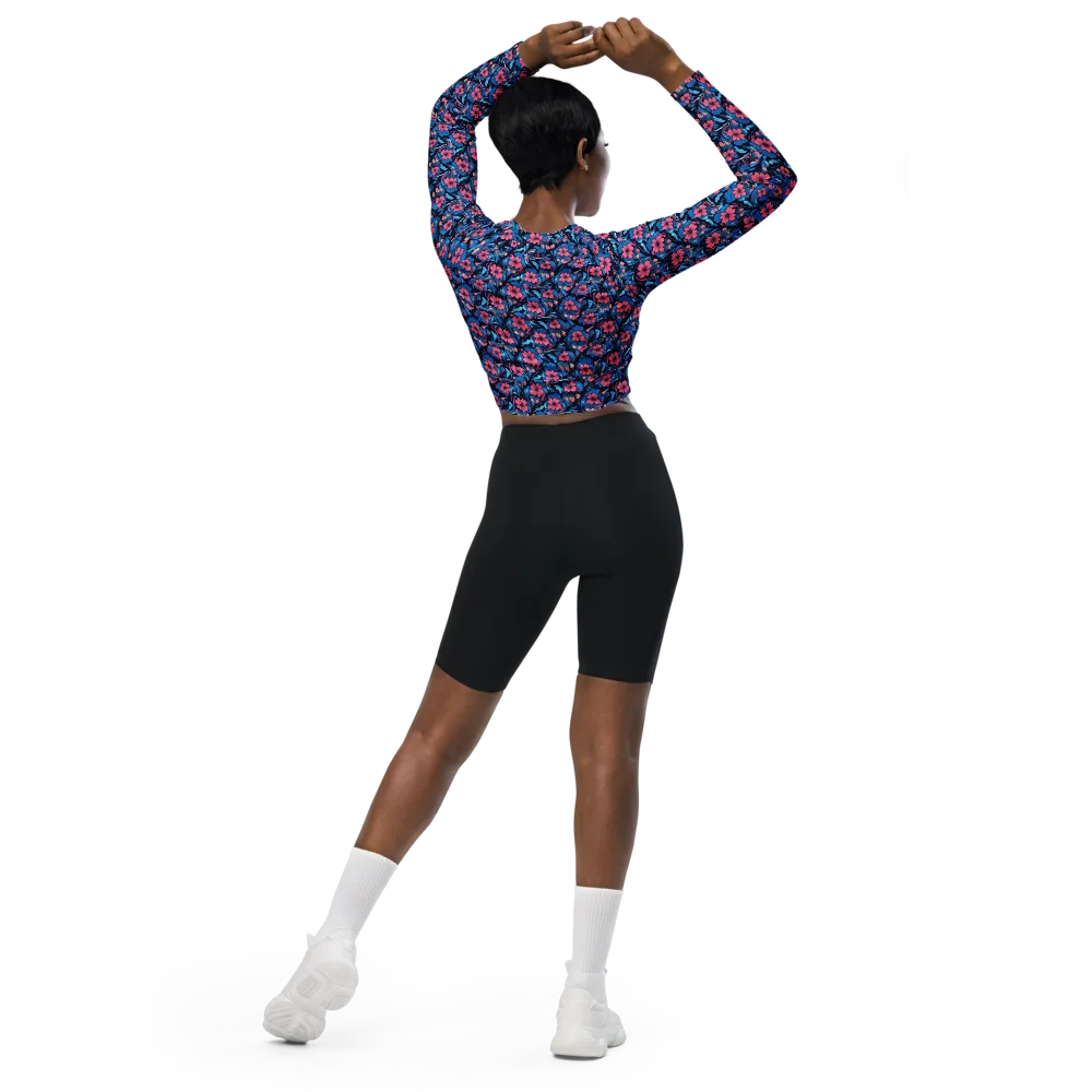Neon Nightgarden on Long Sleeve Crop Top — Back