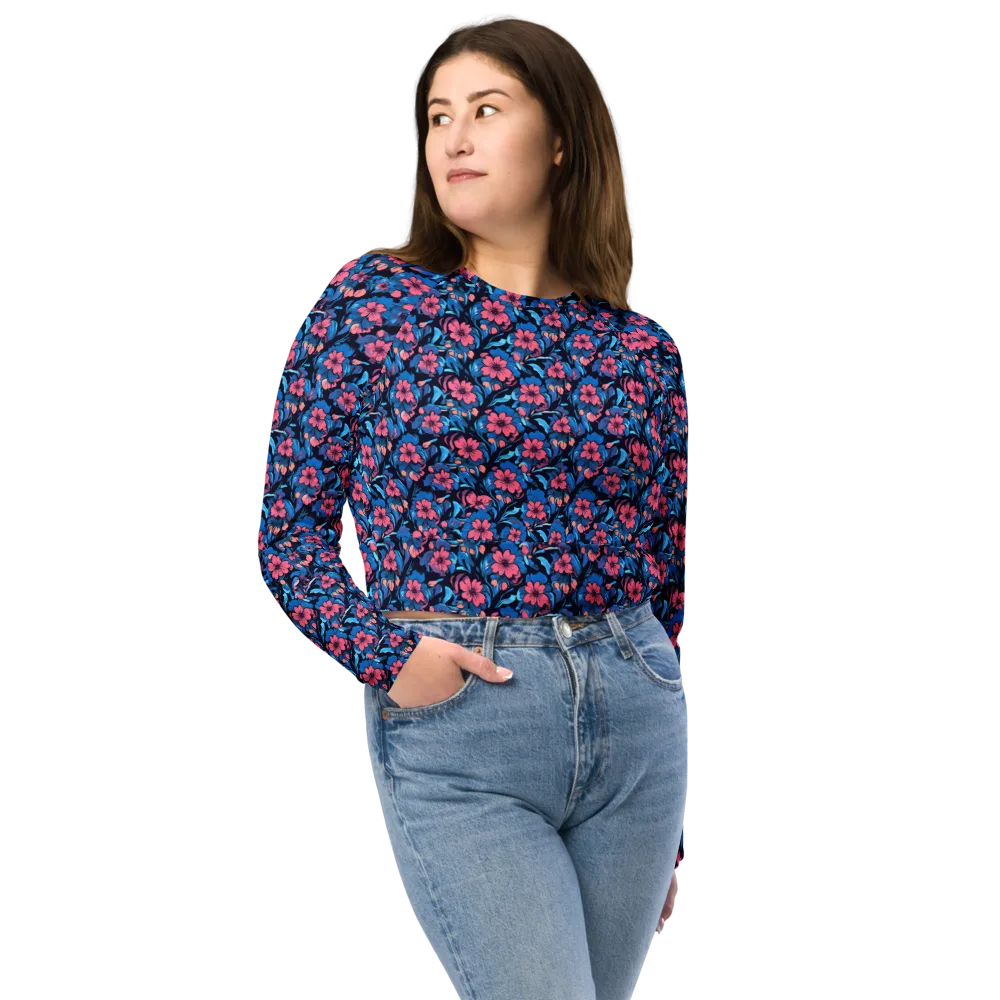 Neon Nightgarden on Long Sleeve Crop Top — Front