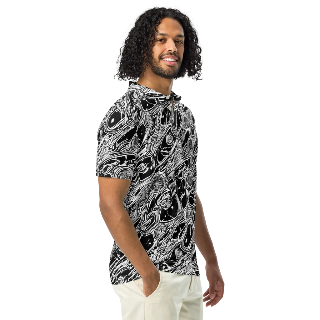 Inkwood Spiral on Men's Slim Fit Polo Shirt — Right Front