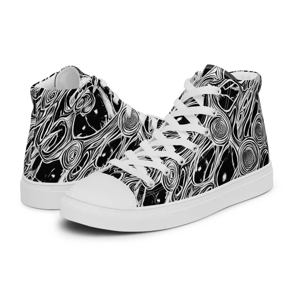 Inkwood Spiral on Men's High Top Canvas Shoes — Left