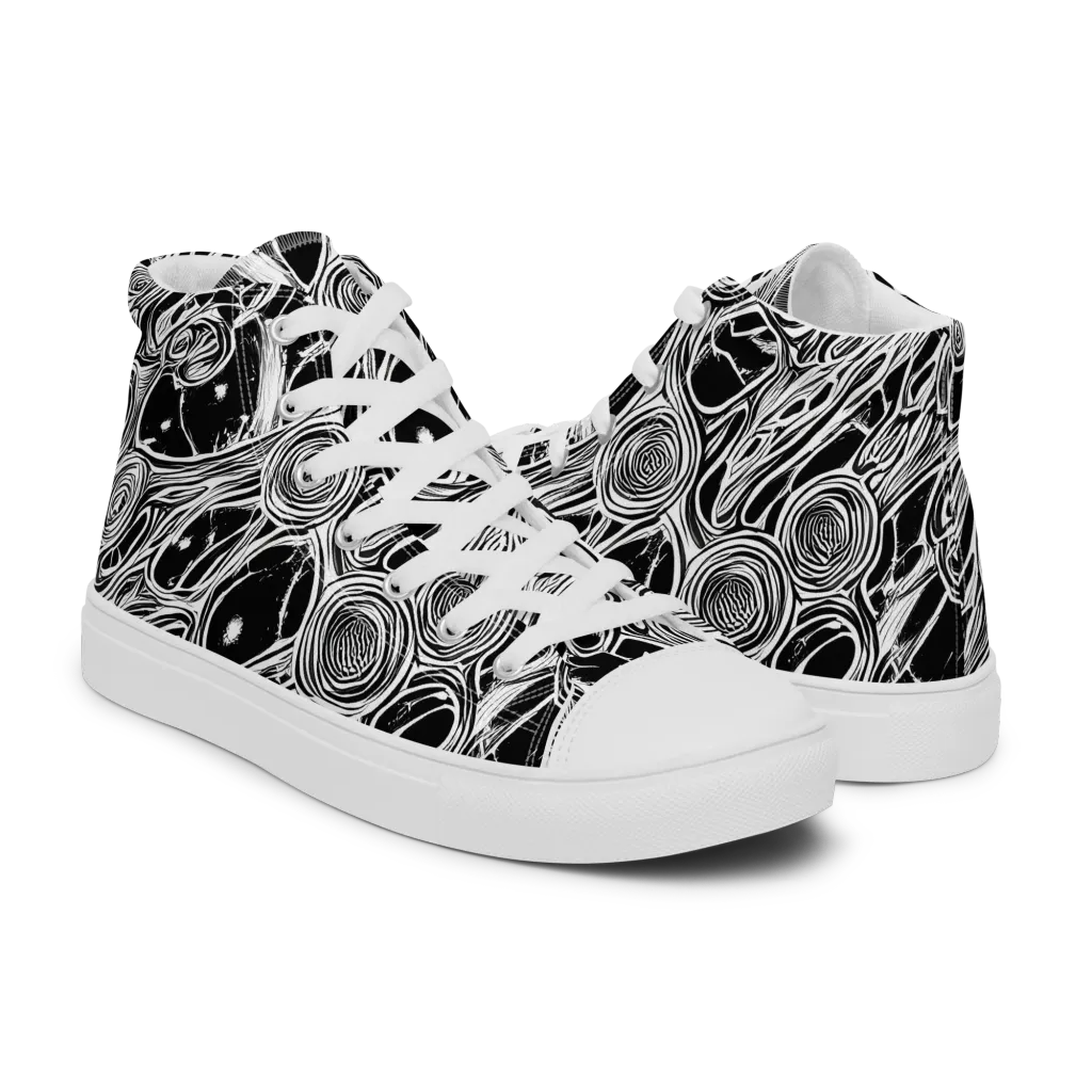 Inkwood Spiral on Men's High Top Canvas Shoes — Right
