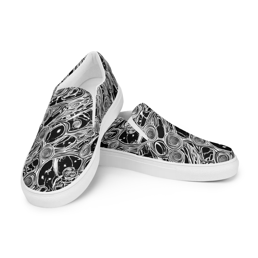 Inkwood Spiral on Men's Slip-On Canvas Shoes — Left Front