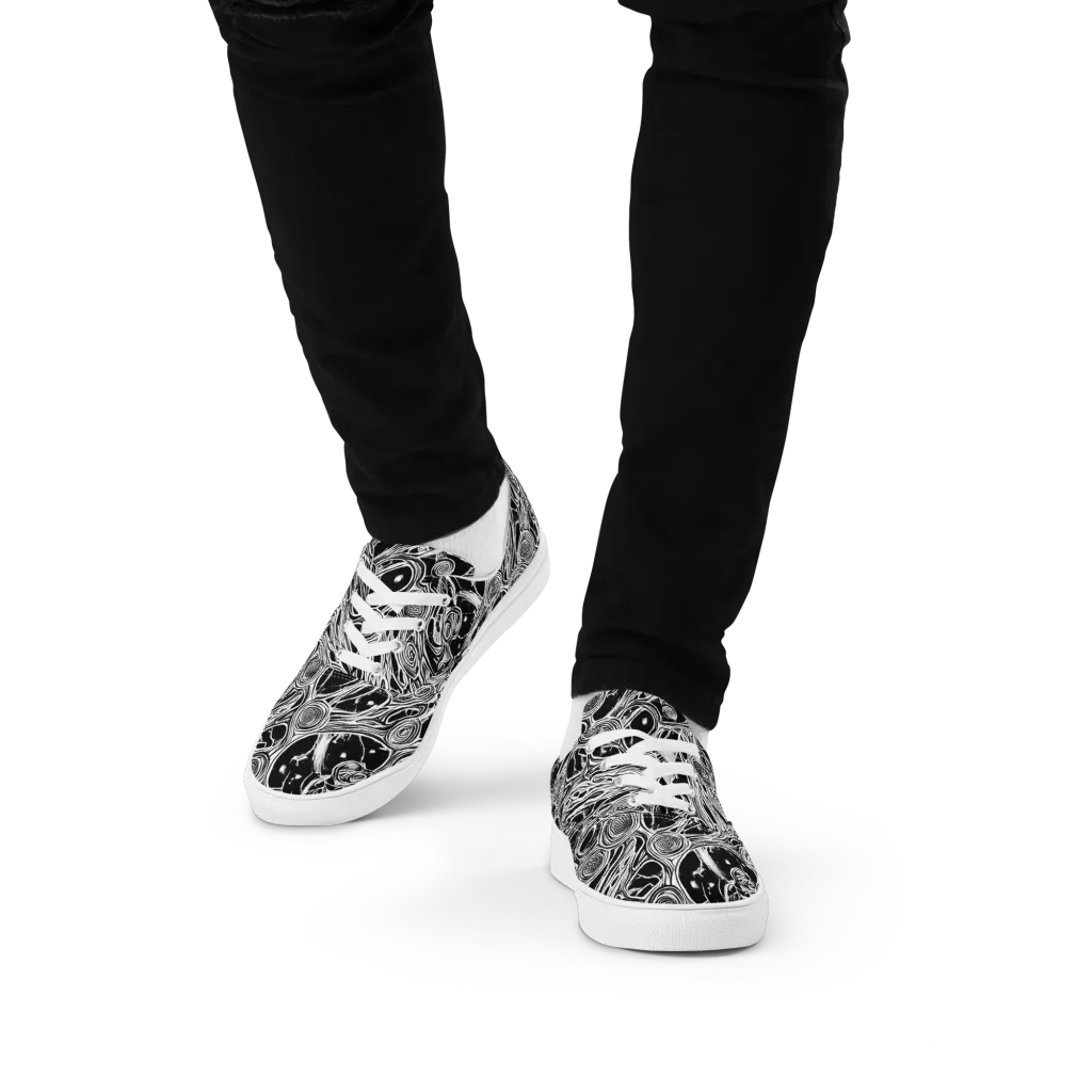 Inkwood Spiral on Men's Lace-Up Canvas Shoes — Front