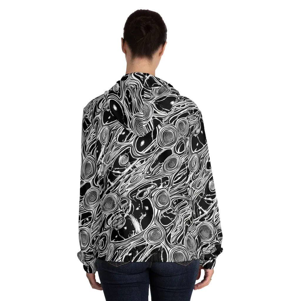 Inkwood Spiral on Women's Full-Zip Hoodie — Back On Person