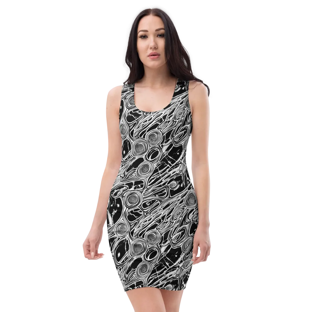 Inkwood Spiral on Bodycon Dress — Front