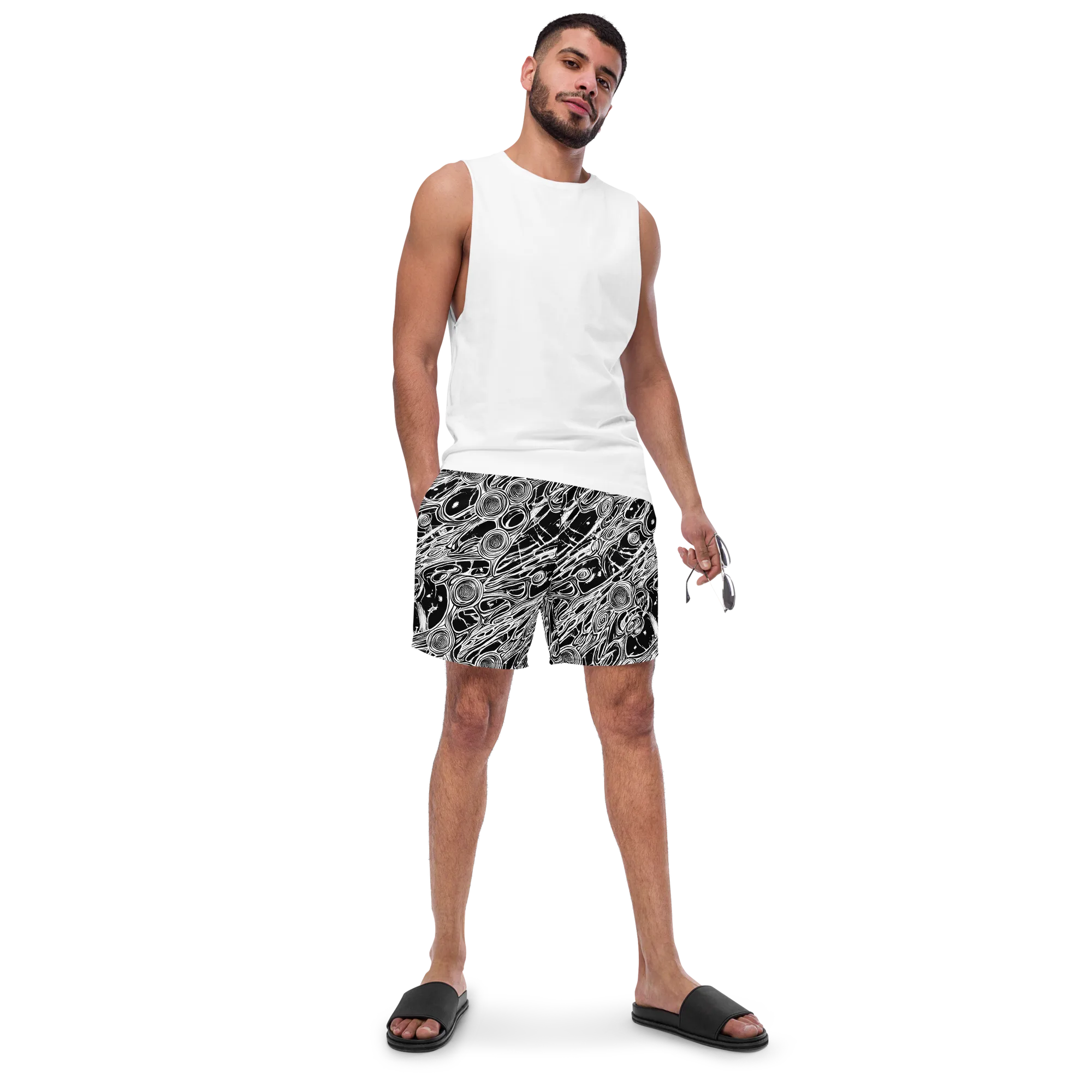 Inkwood Spiral on Swim Trunks — Front
