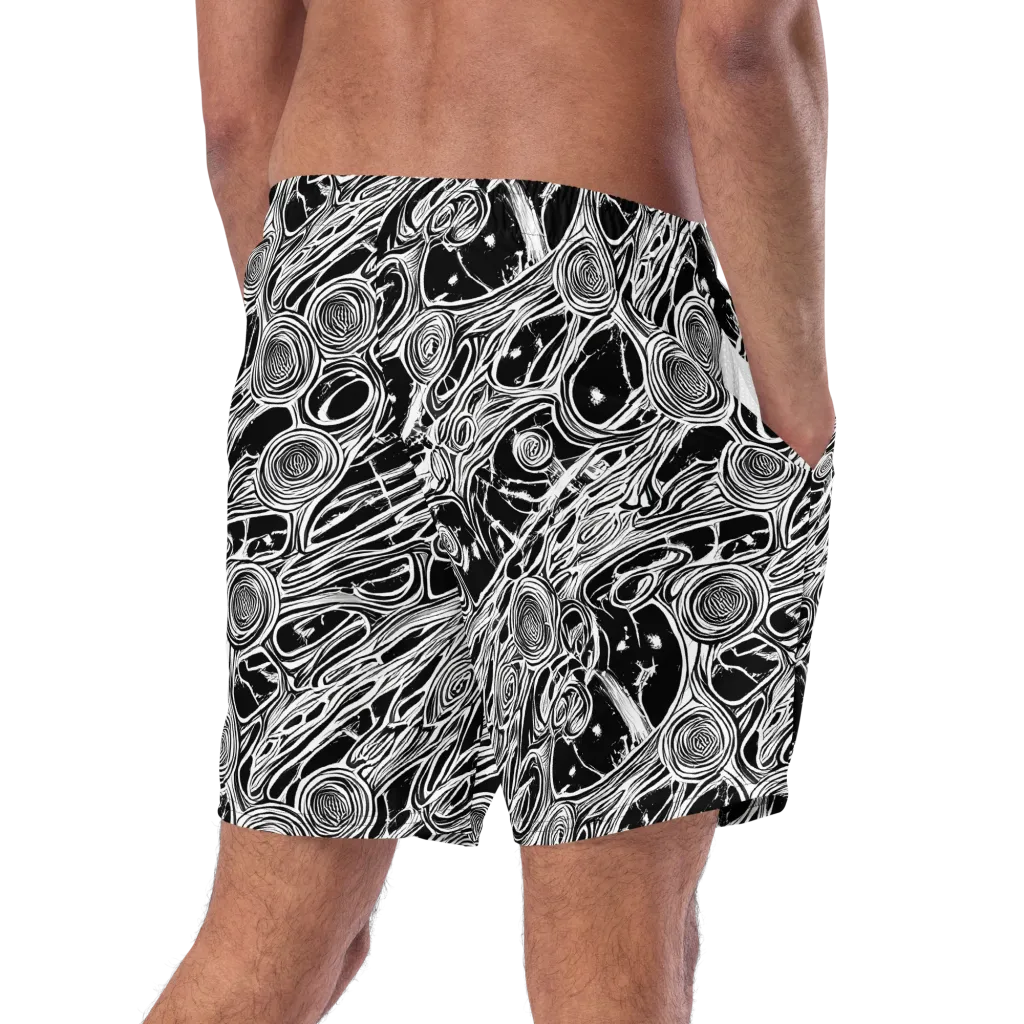 Inkwood Spiral on Swim Trunks — Right Back