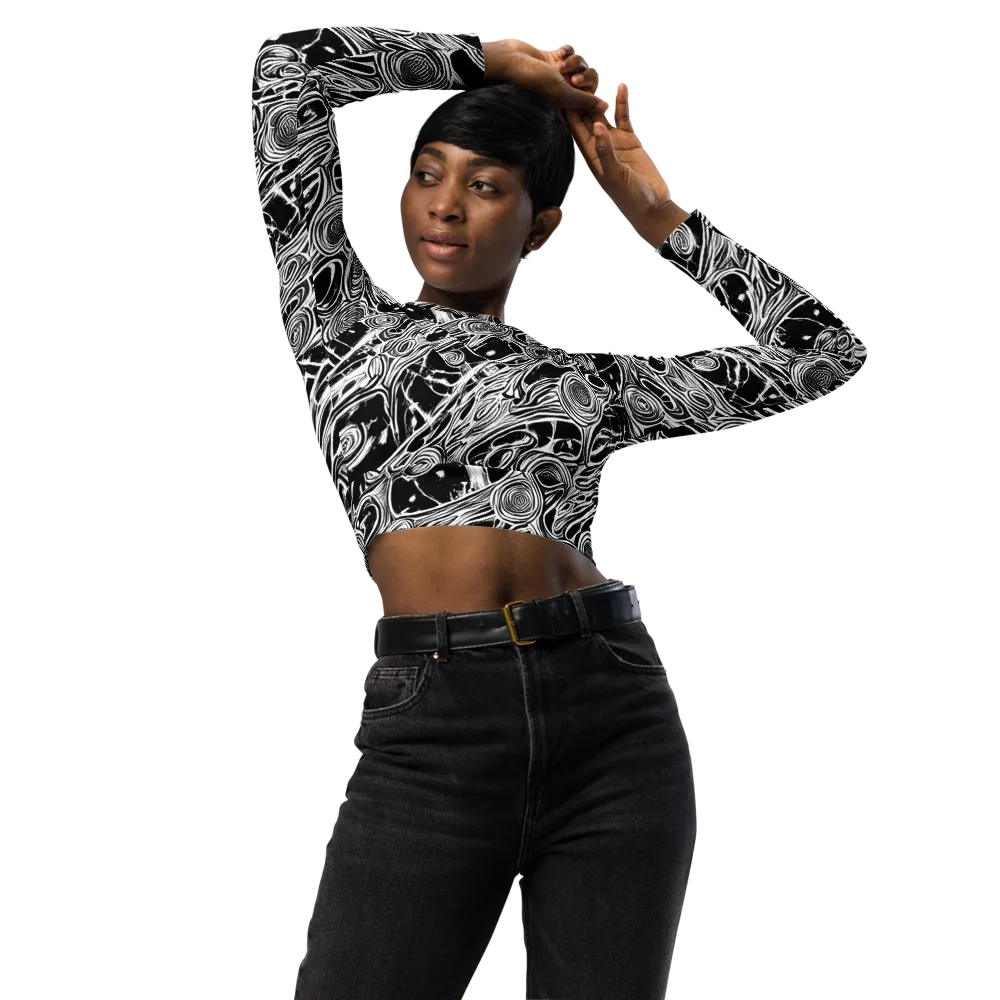Inkwood Spiral on Long Sleeve Crop Top — Front