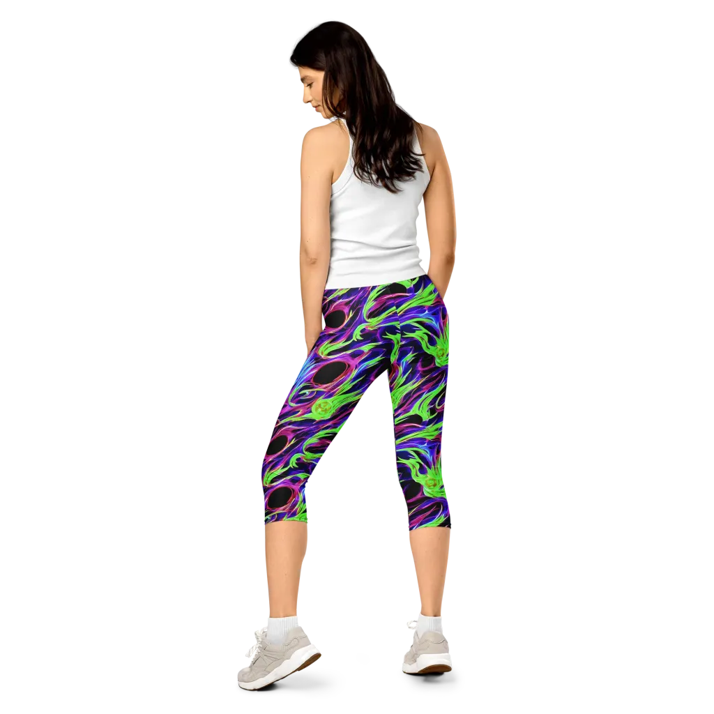 Lime After Dark on Capri Leggings — Back