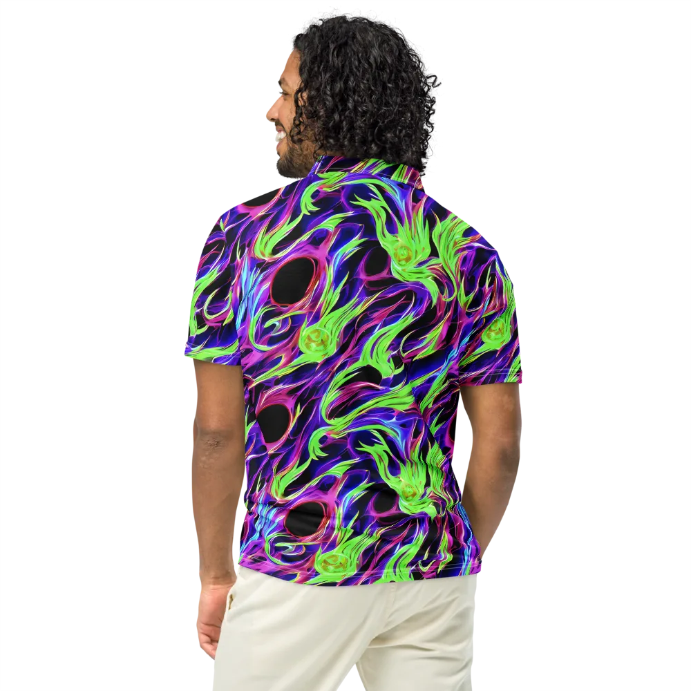 Lime After Dark on Men's Slim Fit Polo Shirt — Back