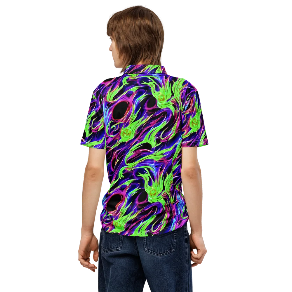 Lime After Dark on Men's Slim Fit Polo Shirt — Back