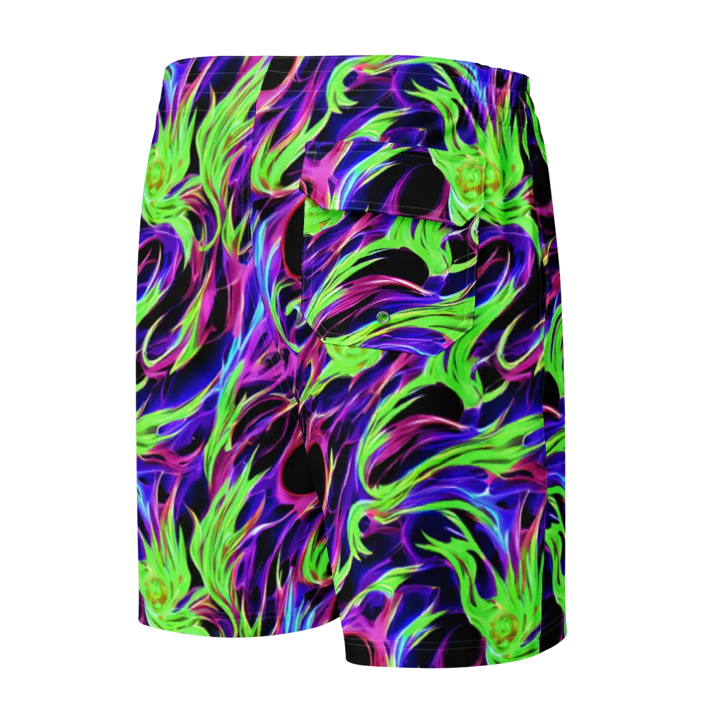 Lime After Dark on Men's Board Shorts — Back