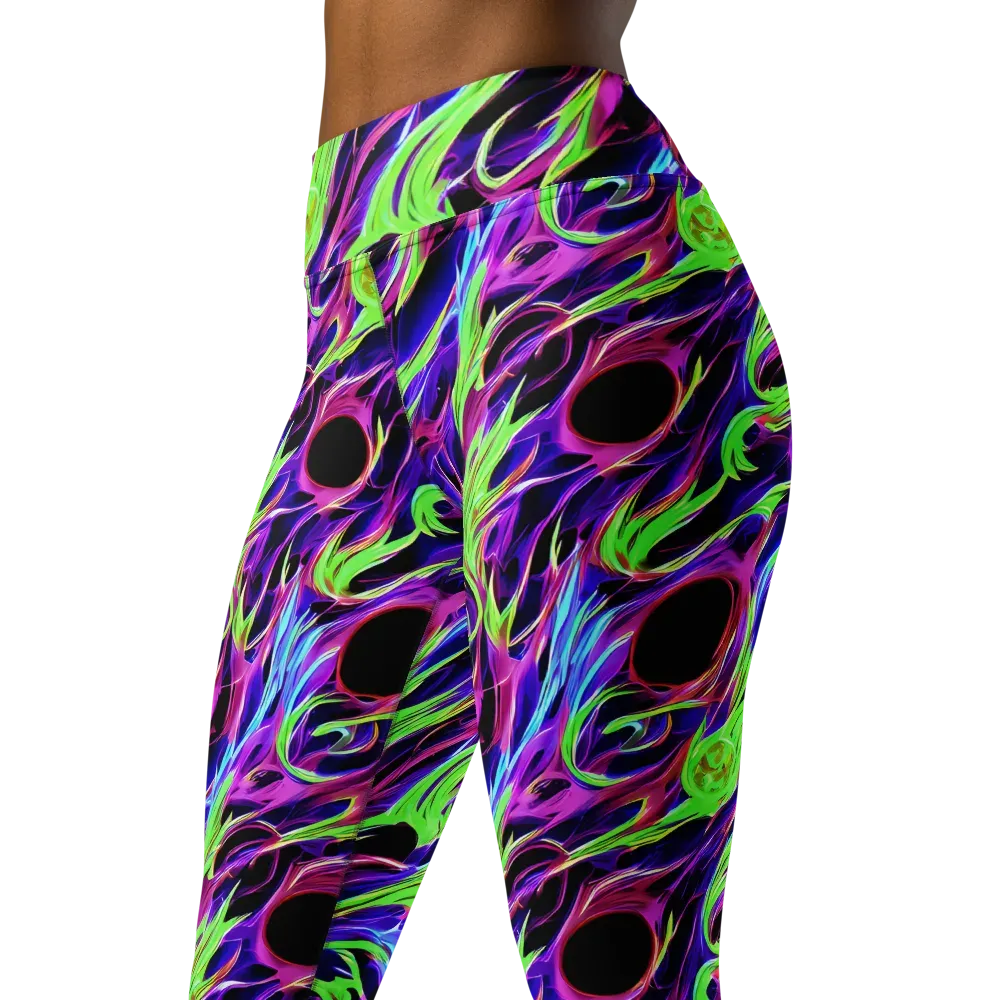 Lime After Dark on Yoga Leggings — Left Front