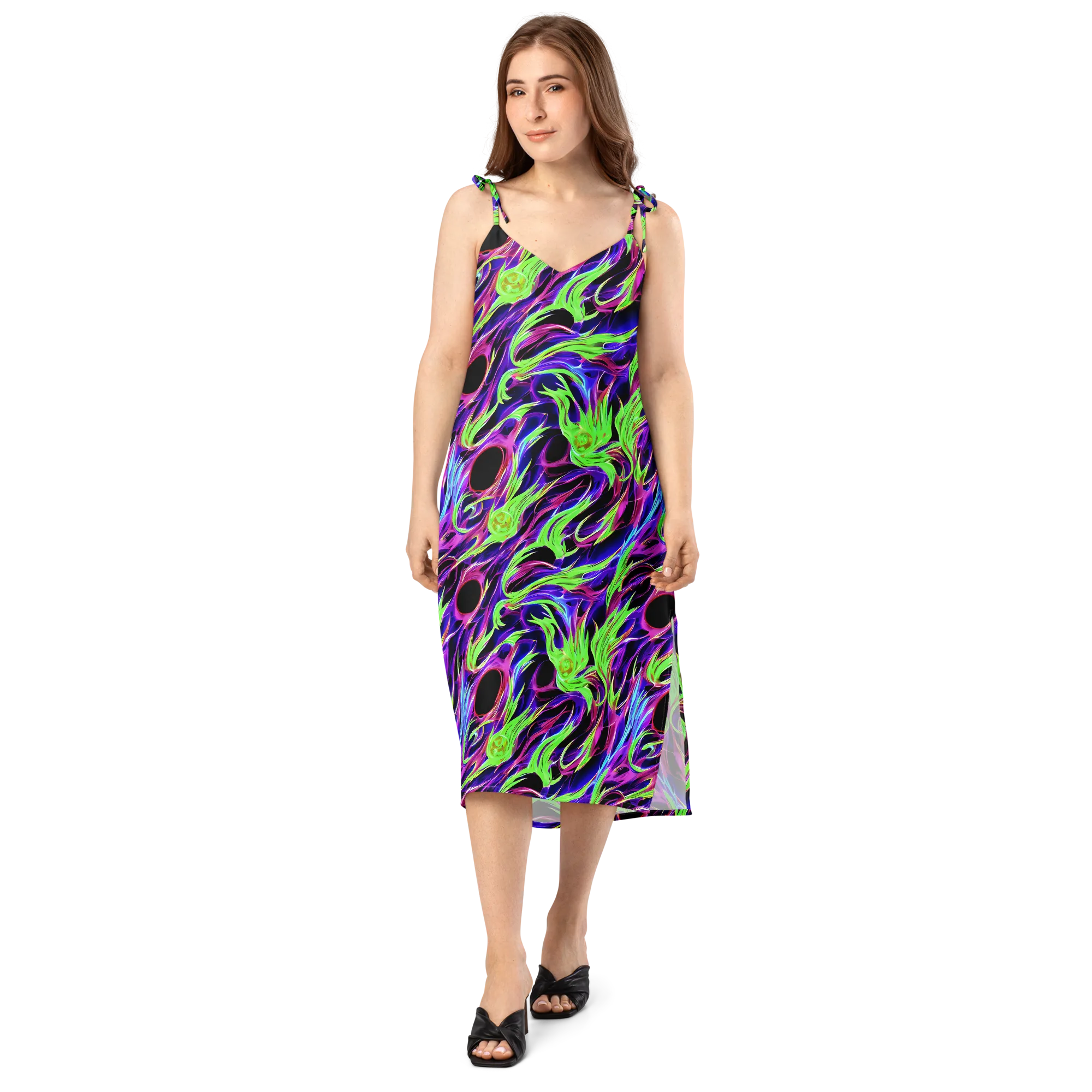 Lime After Dark on Slip Dress — Front