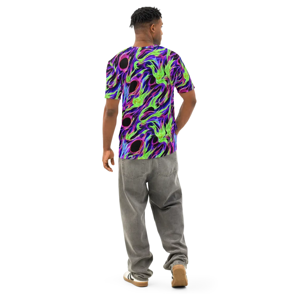 Lime After Dark on Men's Cotton Crew Neck T-Shirt — Back
