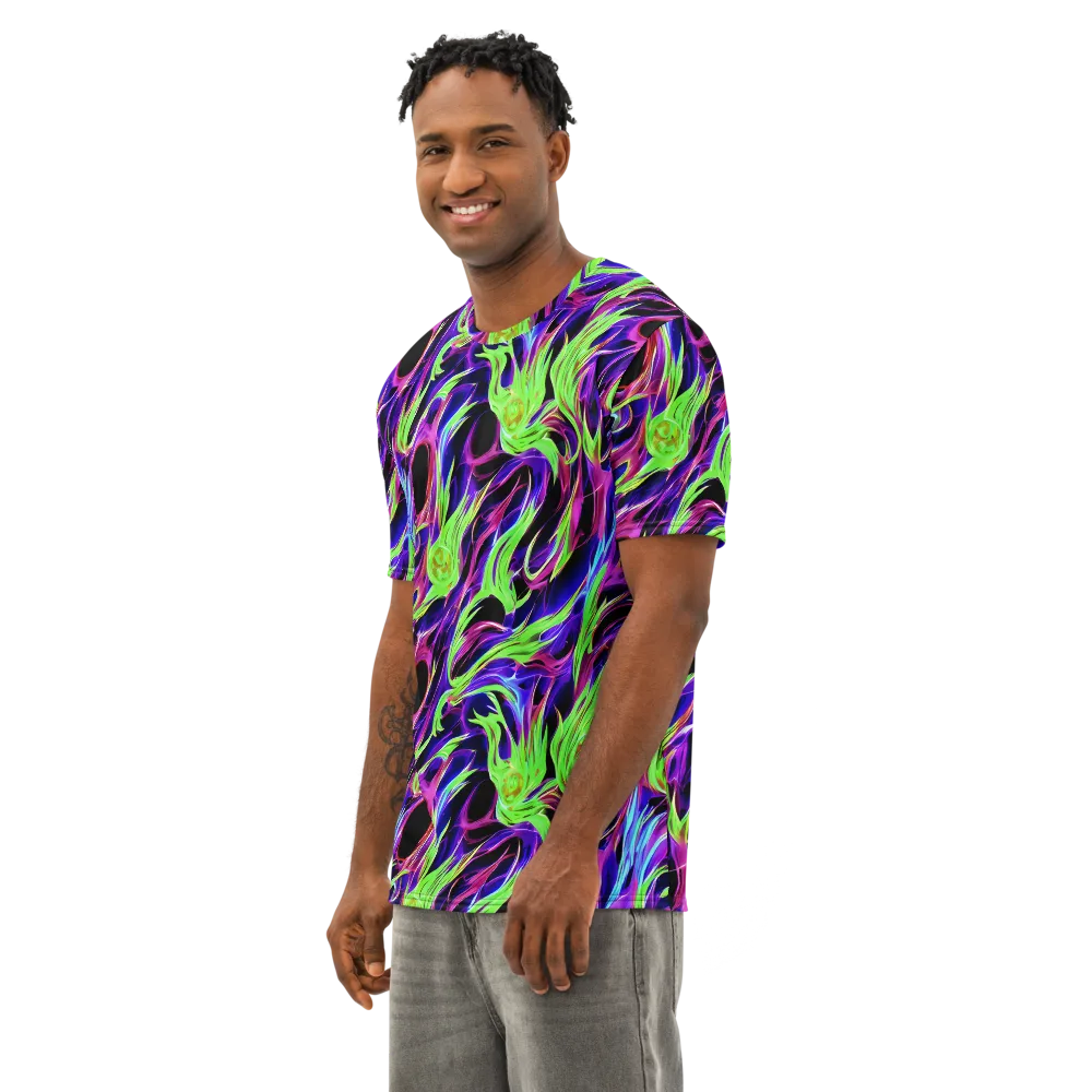Lime After Dark on Men's Cotton Crew Neck T-Shirt — Left Front