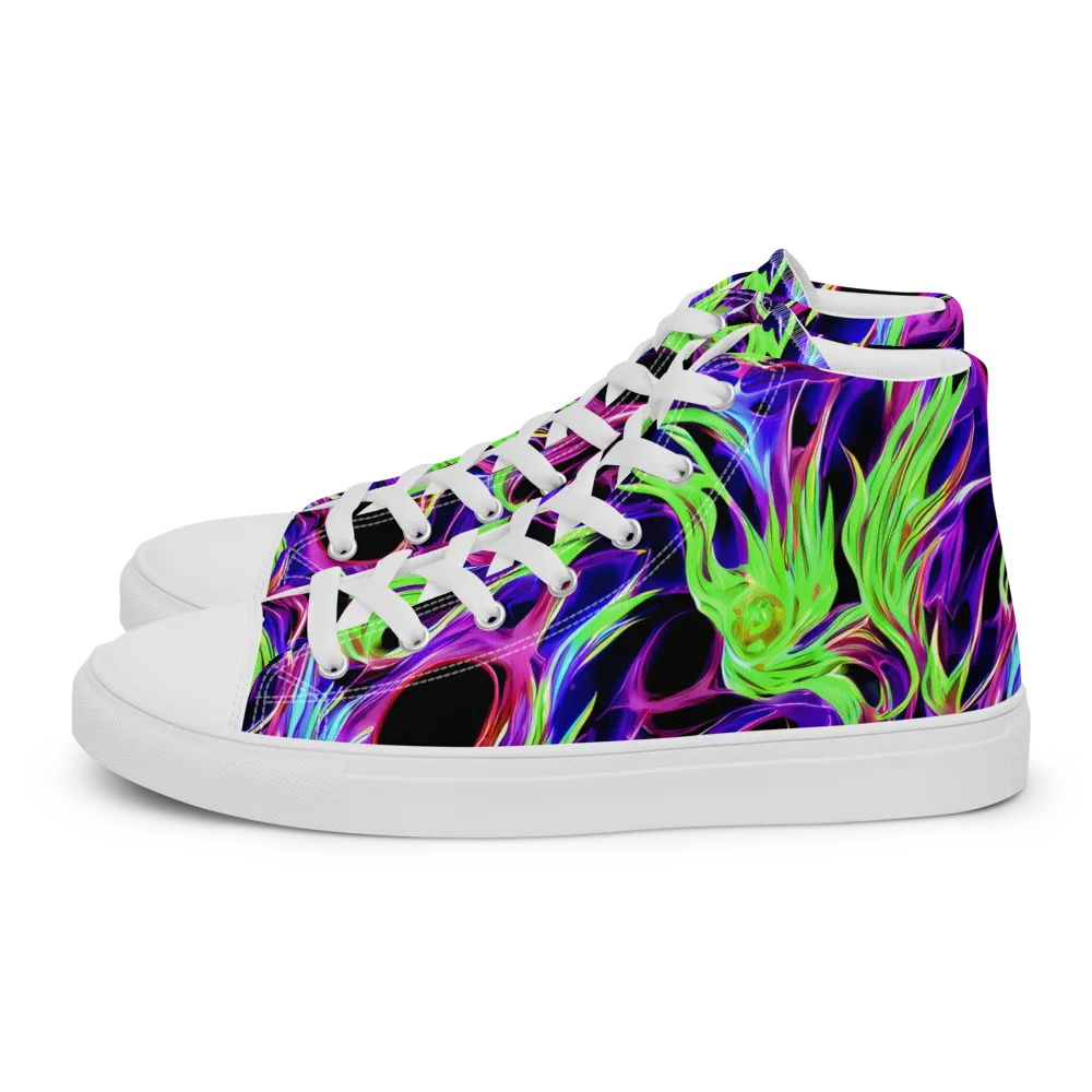 Lime After Dark on Men's High Top Canvas Shoes — Left