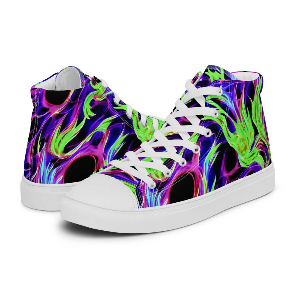 Lime After Dark on Men's High Top Canvas Shoes — Left