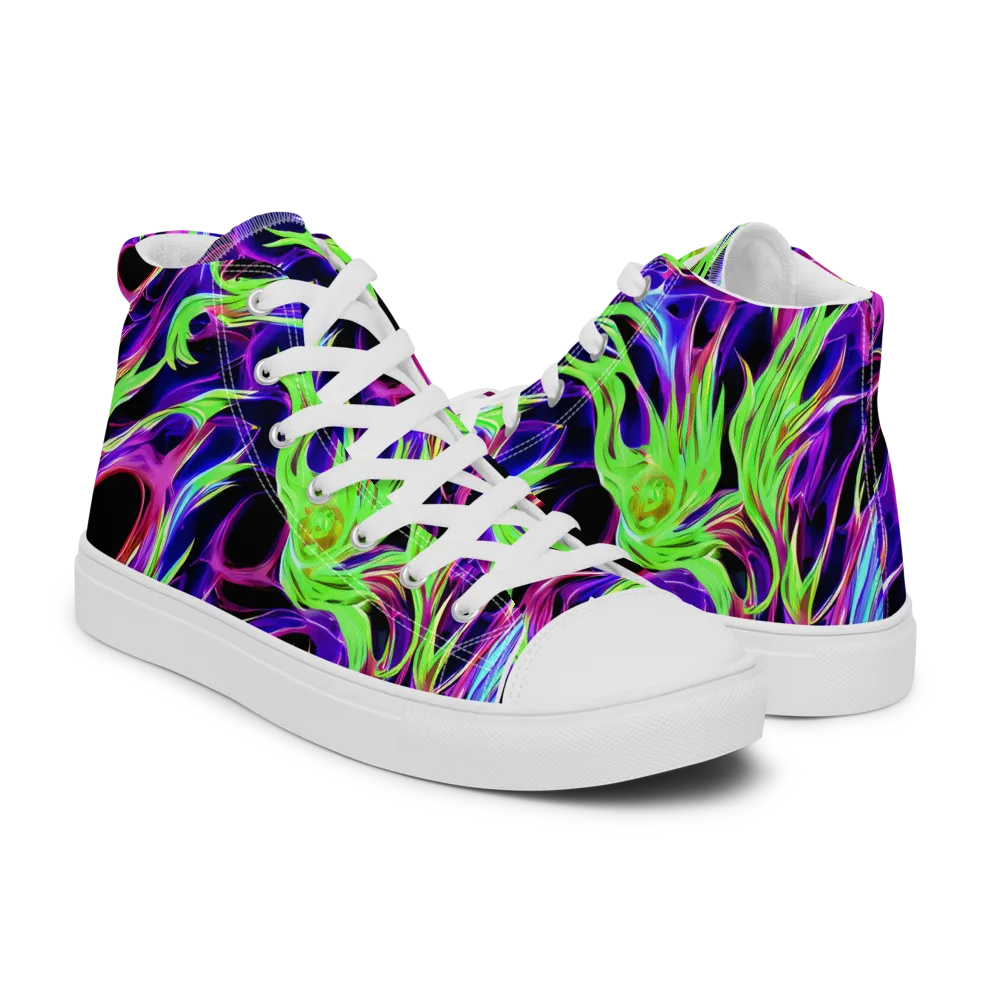 Lime After Dark on Men's High Top Canvas Shoes — Right