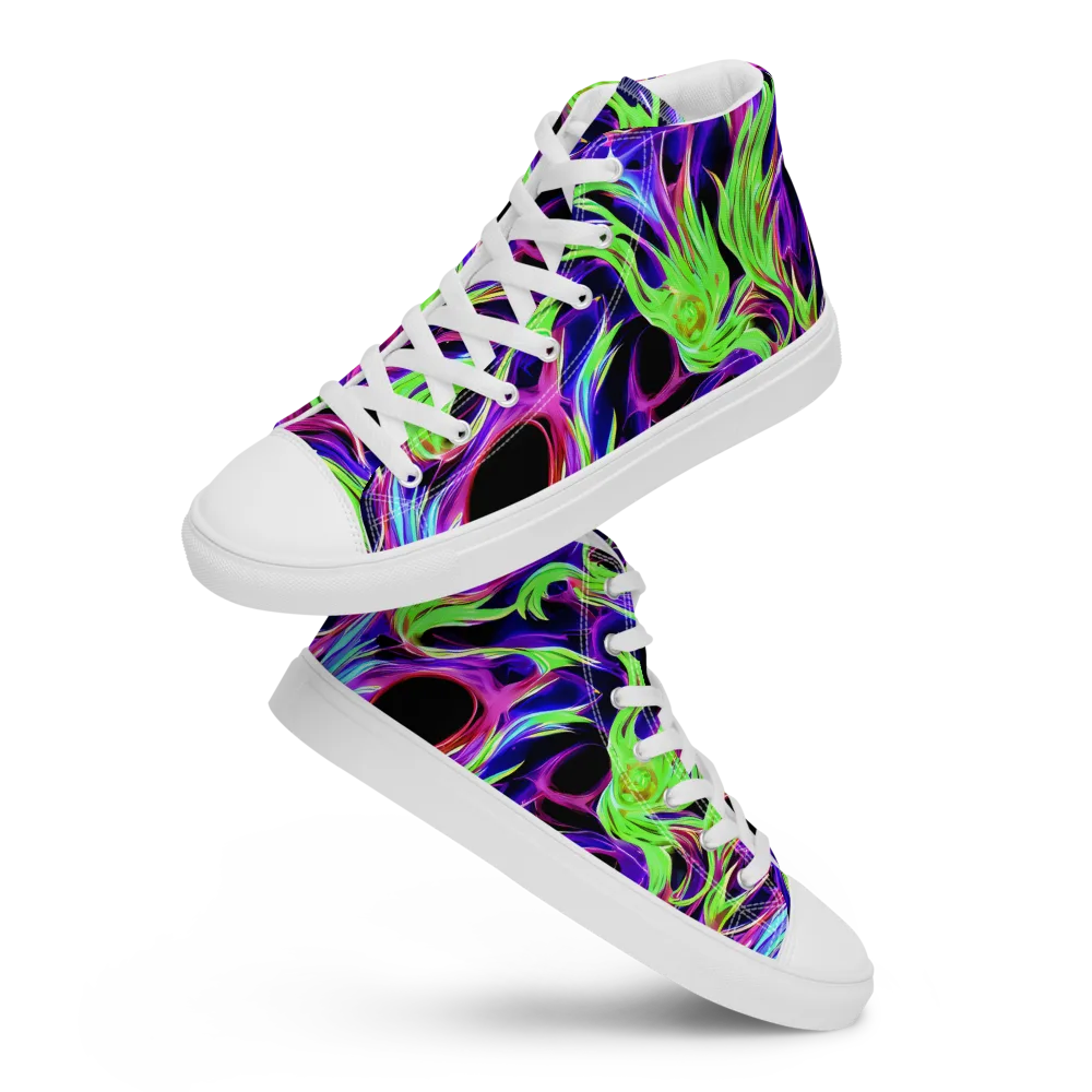 Lime After Dark on Men's High Top Canvas Shoes — Front