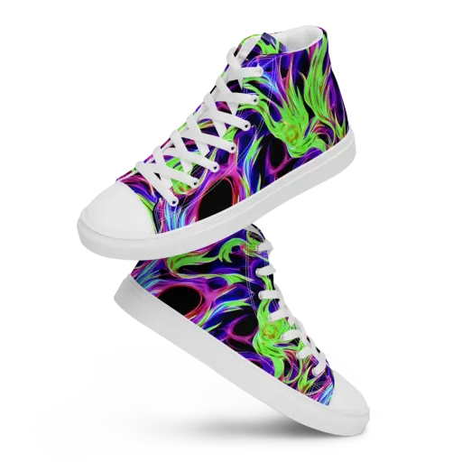 Lime After Dark on a Men's High Top Canvas Shoes
