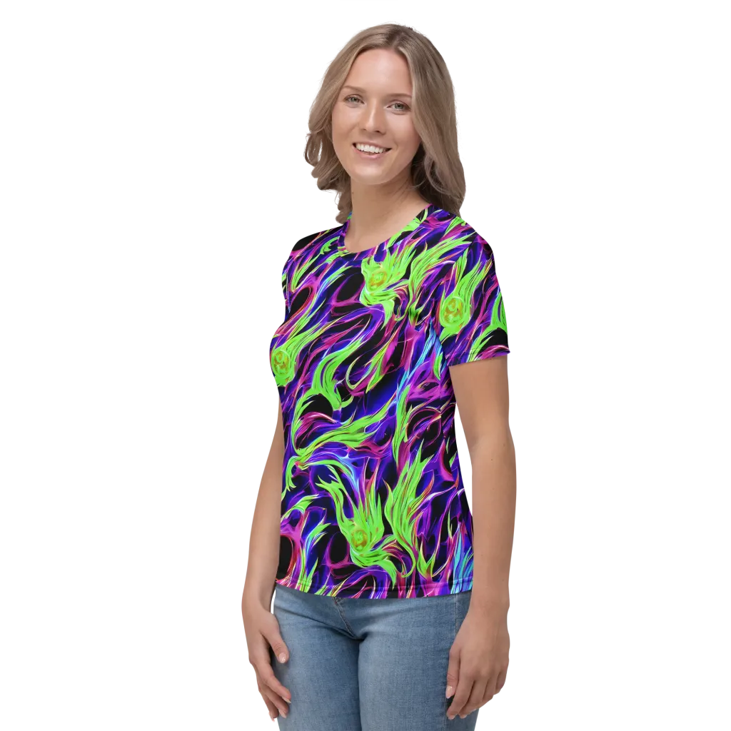 Lime After Dark on Women's Crew Neck T-Shirt — Left