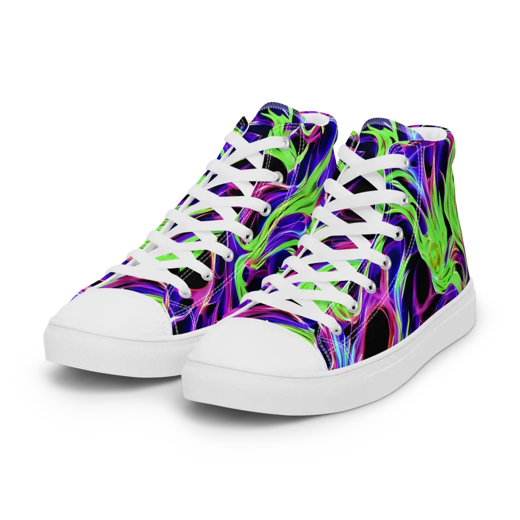 Lime After Dark on Women's High Top Canvas Shoes — Left Front
