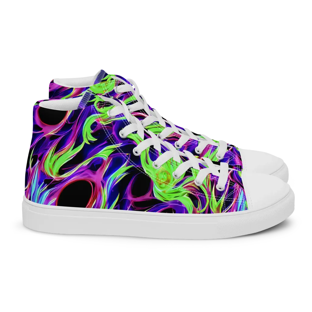 Lime After Dark on Women's High Top Canvas Shoes — Right