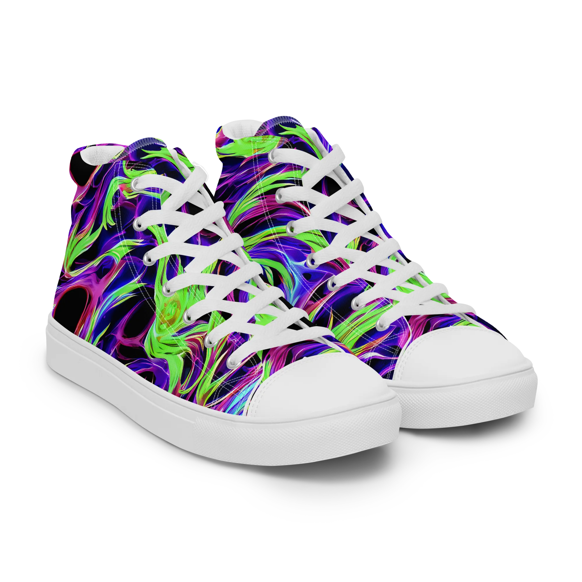 Lime After Dark on Women's High Top Canvas Shoes — Right Front