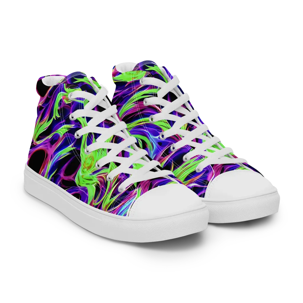 Lime After Dark on Women's High Top Canvas Shoes — Right Front