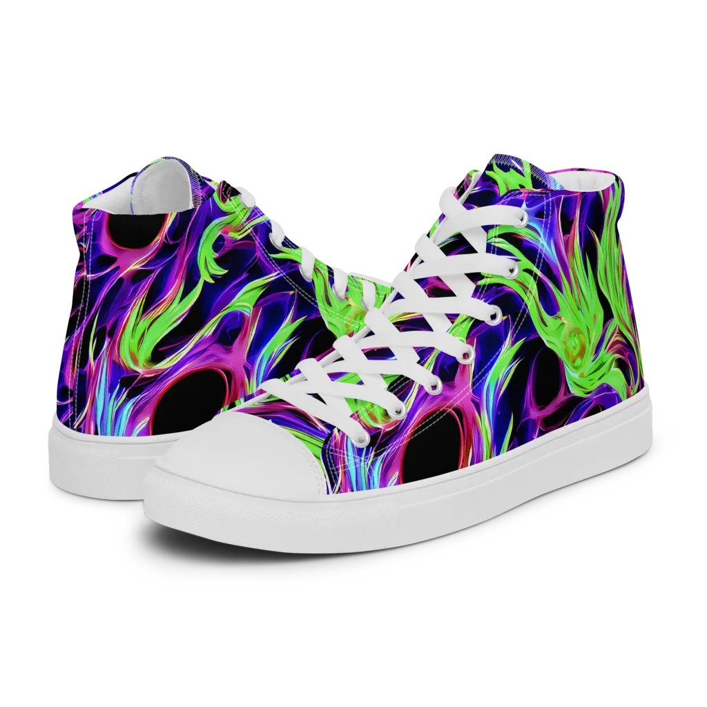 Lime After Dark on Women's High Top Canvas Shoes — Left