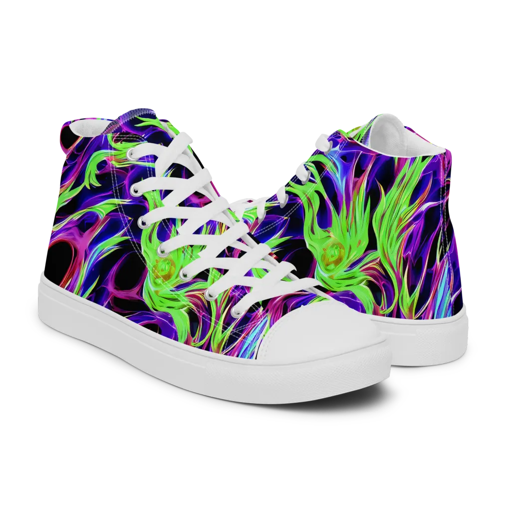 Lime After Dark on Women's High Top Canvas Shoes — Right