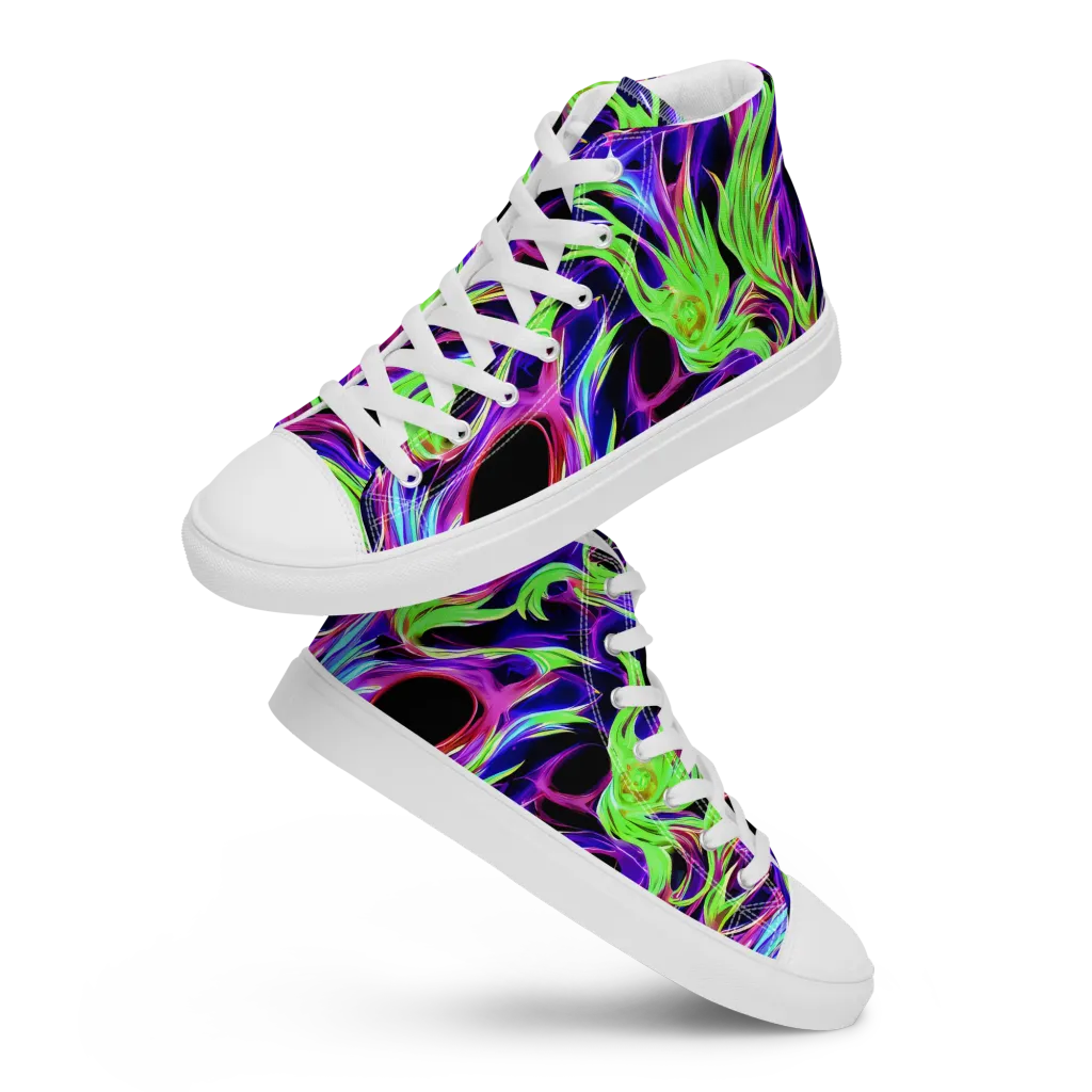 Lime After Dark on Women's High Top Canvas Shoes — Front