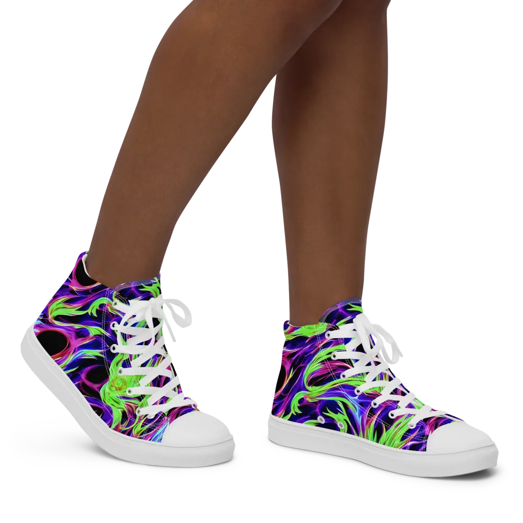Lime After Dark on Women's High Top Canvas Shoes — Right