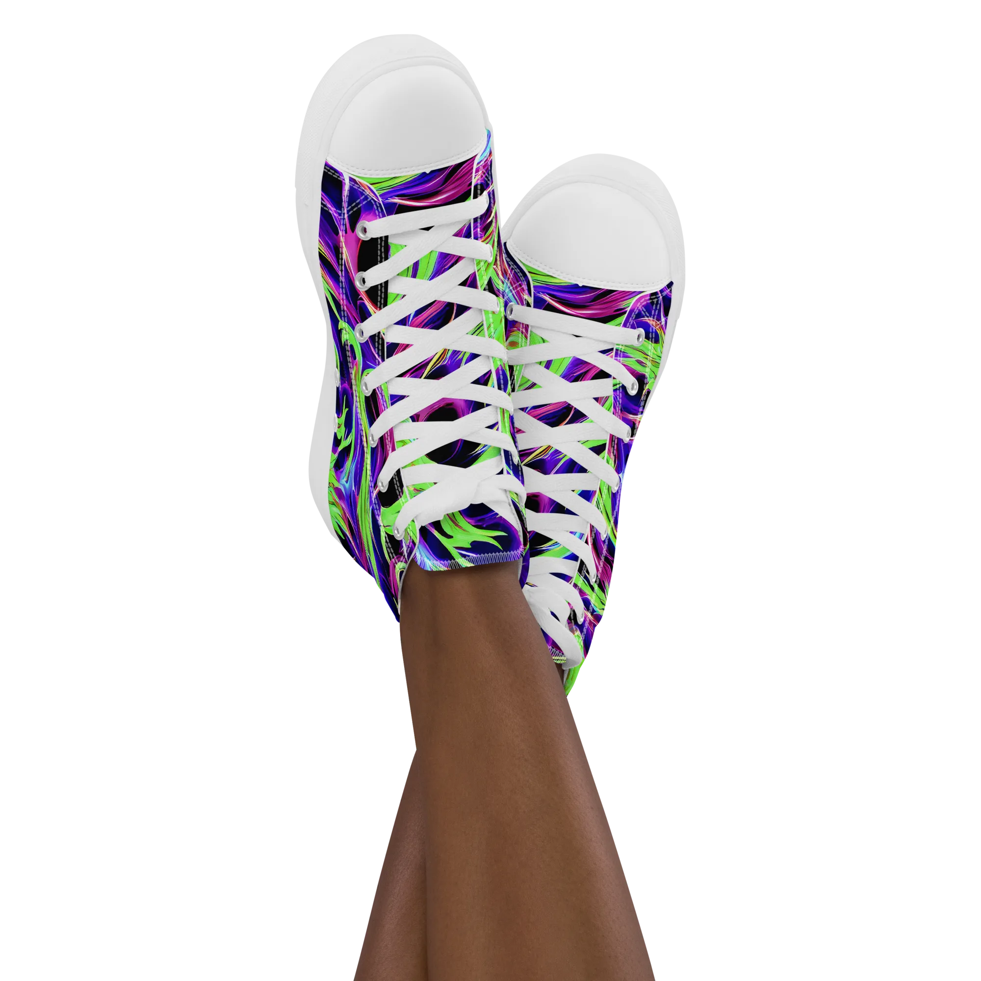 Lime After Dark on Women's High Top Canvas Shoes — Front