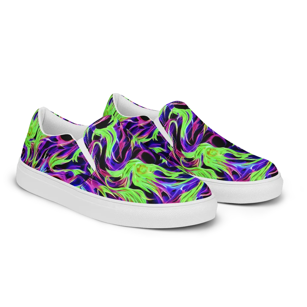 Lime After Dark on Men's Slip-On Canvas Shoes — Right Front