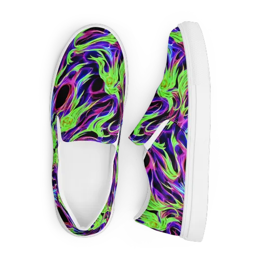Lime After Dark on a Men's Slip-On Canvas Shoes