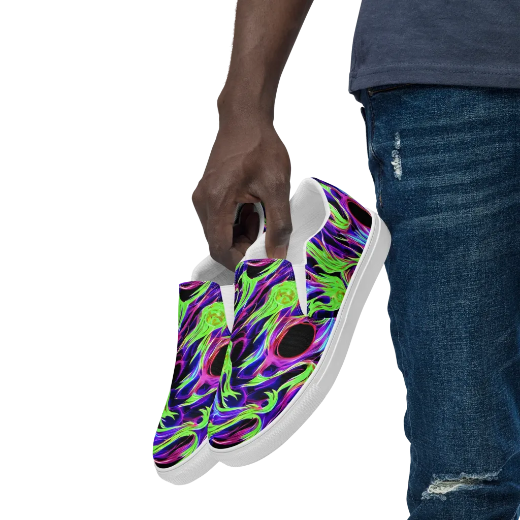 Lime After Dark on Men's Slip-On Canvas Shoes — Left Front