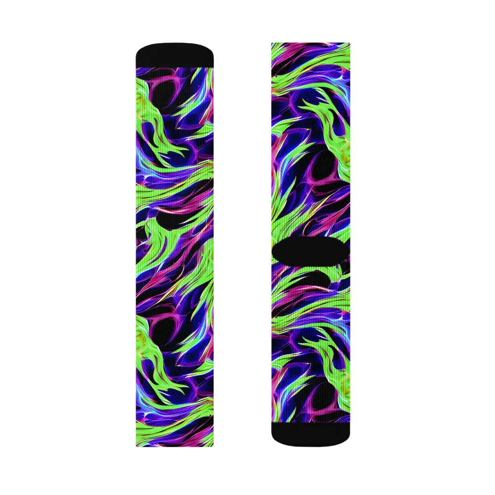 Lime After Dark on Socks — Right Sock