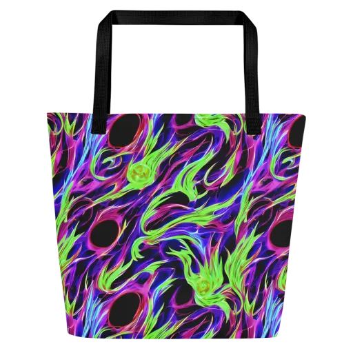 Lime After Dark on a Large Tote Bag W/ Pocket