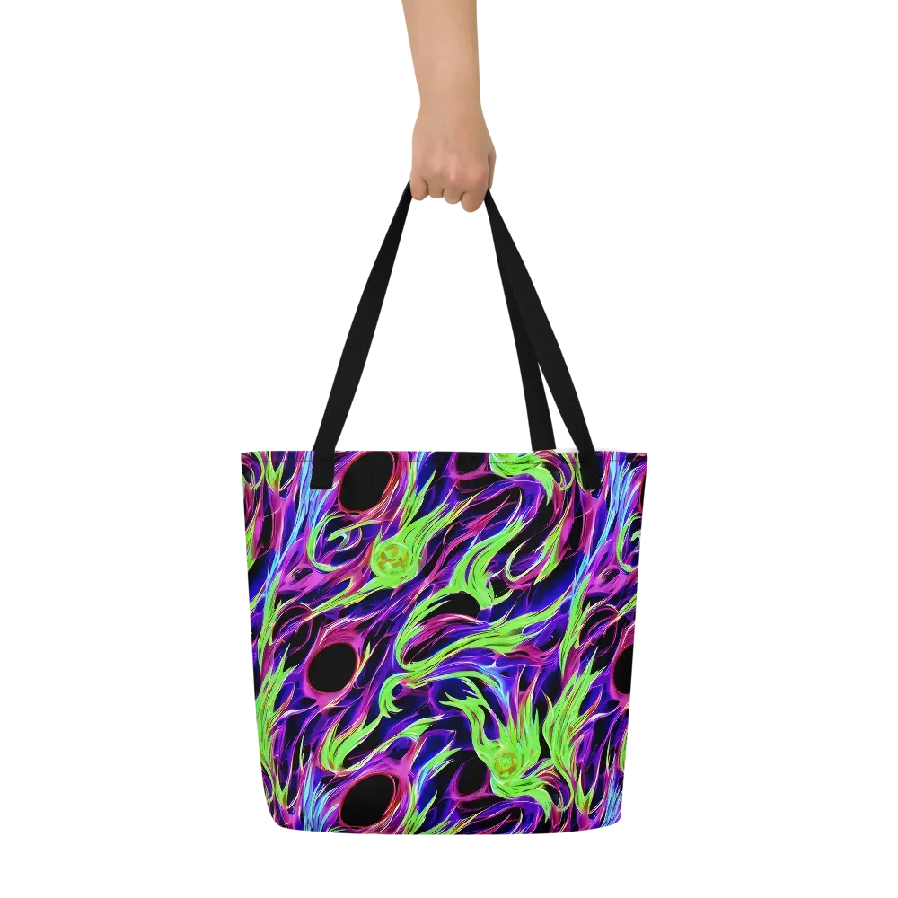 Lime After Dark on Large Tote Bag W/ Pocket — Front