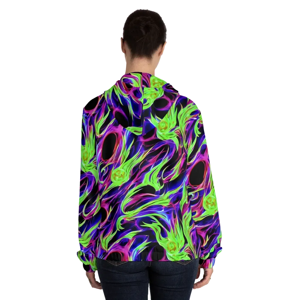Lime After Dark on Women's Full-Zip Hoodie — Back On Person