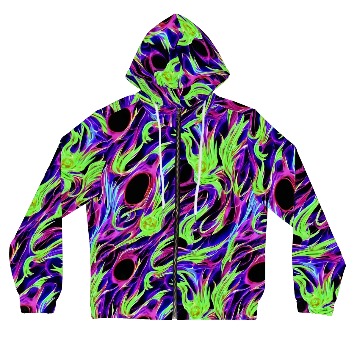 Lime After Dark on Women's Full-Zip Hoodie — Front